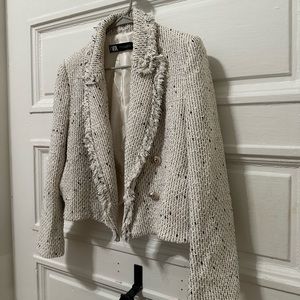 Zara Cropped Tweed Blazer